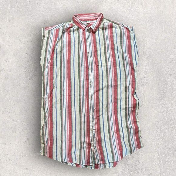 Old Navy Women Shirt Dress Linen Blend‎ Multicolored Striped Button Up NWT - Picture 1 of 10